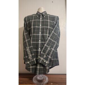 Brooks Brothers 1818 Regent Gray/Blue Plaid LS Button-down Shirt S MED Cotton